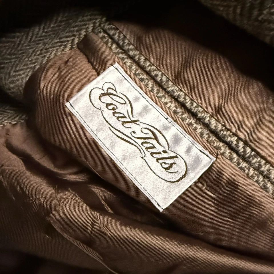 Harris Tweed мужчин 40R Sport пальто хвосты кожаный узел кнопки шотландская шерсть США - Изображение 3 из 4