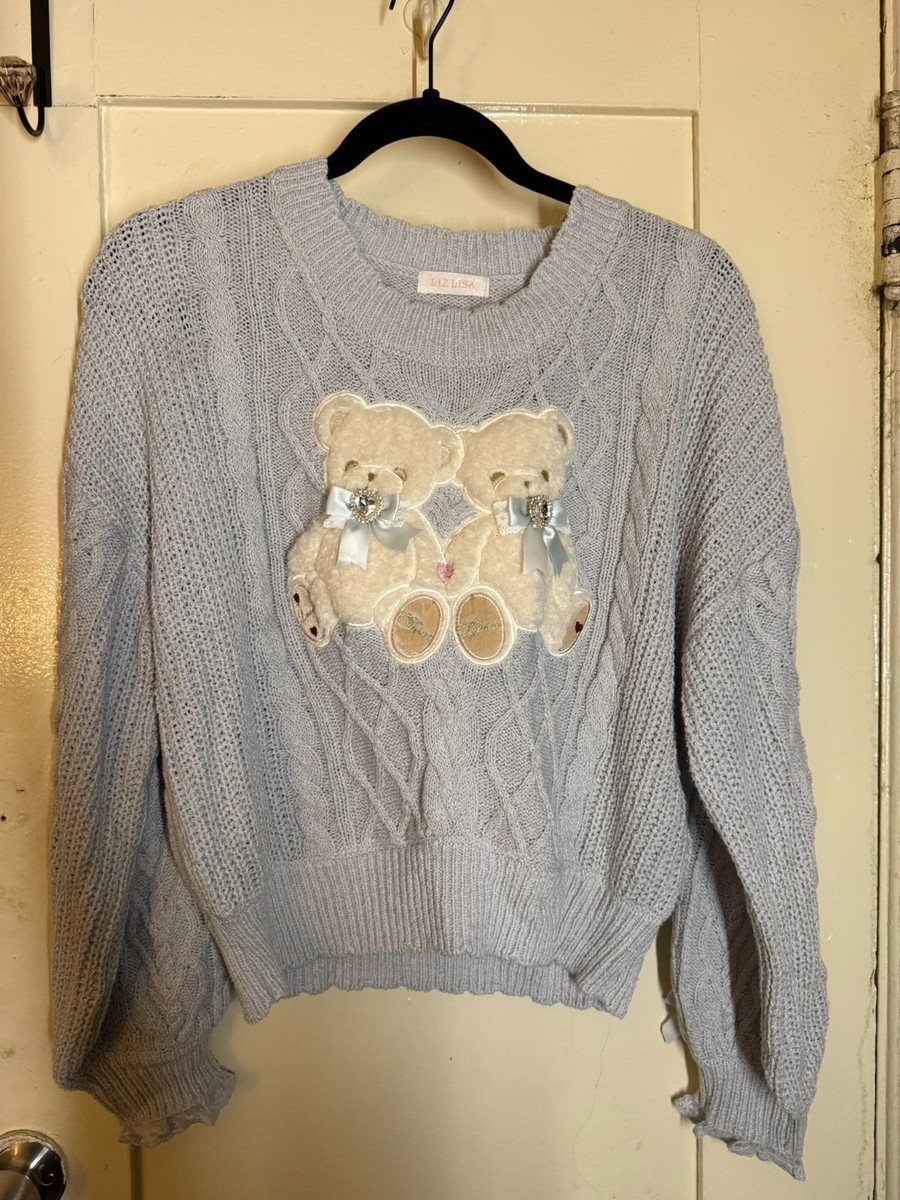 Liz Lisa - Teddy Bear Sweater - Baby Blue - NWT - Black - One Size