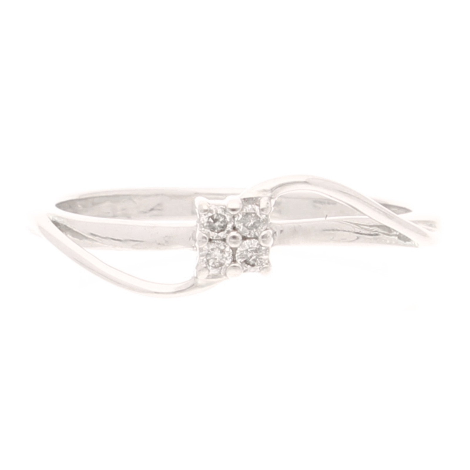 9Ct White Gold 0.05ct Diamond Fancy Crossover Cluster Ring (Size O) 5mm Widest