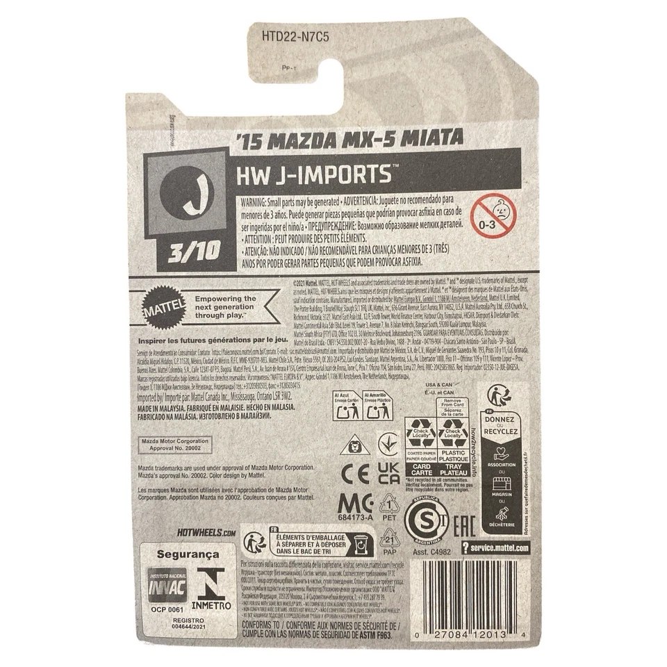 Carro Hot Wheels ’15 Mazda MX-5 Miata Orange HW J-Imports 69/250 3/10 fundido 1:64 - Imagem 2 de 4