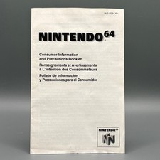 Nintendo 64 Consumer Information Precautions Booklet Manual N64 Original