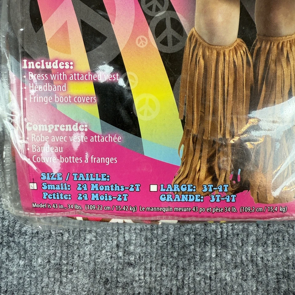 Fun World Groovy 60's Peace & Love Hippie Child Girls Costume Small 24Months-2T - Image 3 of 4