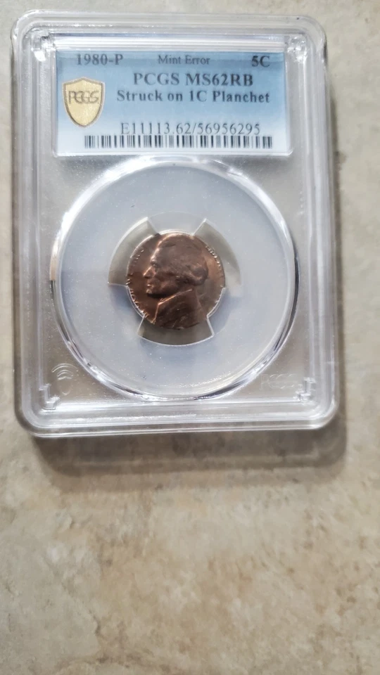 Mint Error - US 1980-P Nickle on Penny 1C Planchet PCGS MS62RB - Image 2 of 3