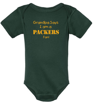 Green Bay Packers Fan Grandpa Says I am a Fan Baby Bodysuit