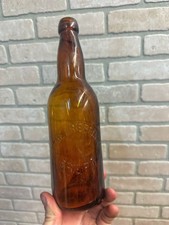 Pre-Pro Erie Brewing Co. Blob Beer Bottle Amber Brown Embossed Erie PA