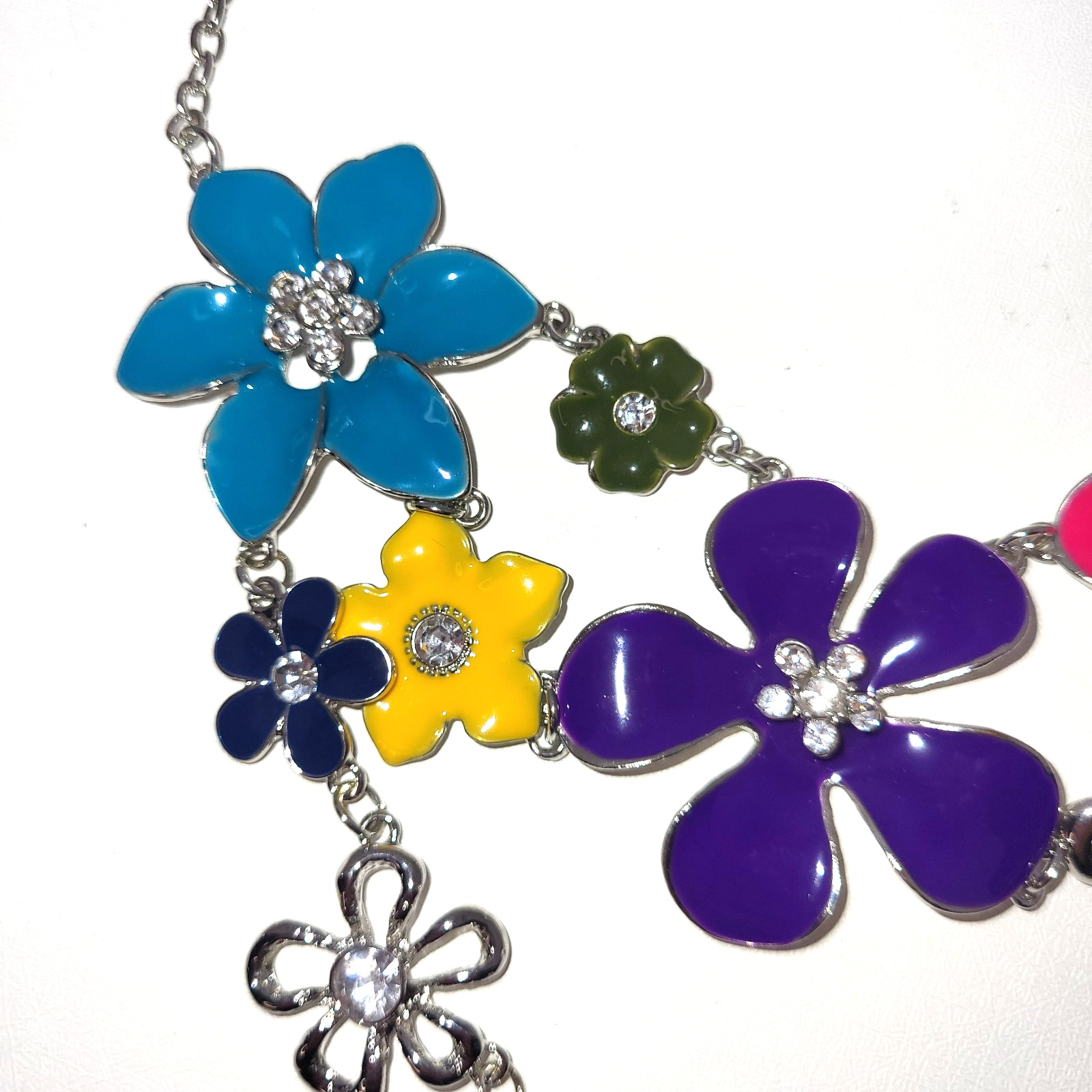 Bright, Colorful, Multi Flower Statement Necklace… - image 15