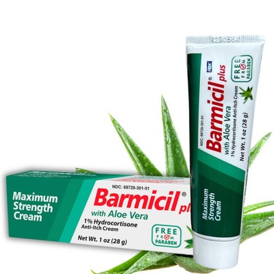 Barmicil Plus Cream Skin Allergies Aloe Vera with 1 Hydrocortisone Maximum St...