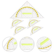 5 Pcs Plastic Triangle Geometry Rulers Measuring Tools Drawing Set for Students