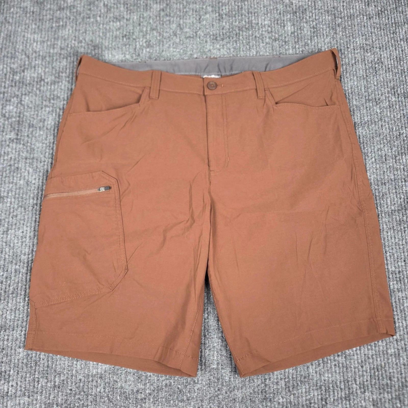 Eddie Bauer Guide Pro Shorts Mens 40 Brown Nylon Spandex Stretch Cargo Hiking