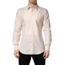 DOLCE & GABBANA Shirt Off White GOLD Men Long Sleeve Formal 40/US15.75/M 1050usd