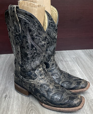 Corral Distress Leather Cowgirl Glitter Boots Women's Size 9 M