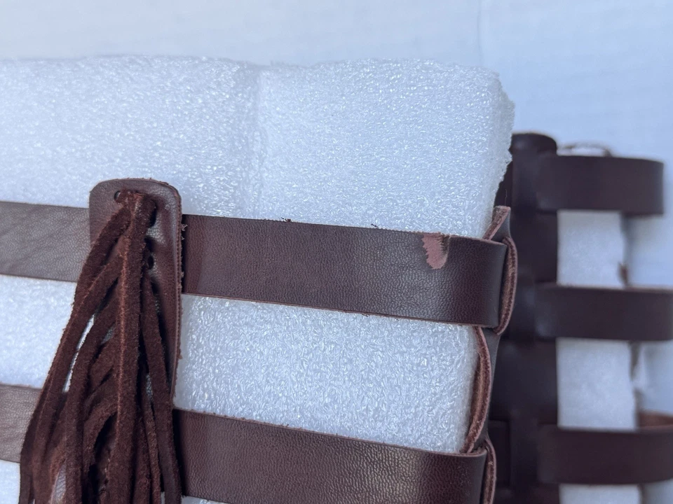 MIA Brown Tan Cognac Knee High Gladiator Fringe Sandals Size 9 - Image 4 of 4