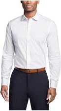 85 Tommy Hilfiger Men's Regular Fit Twill Dress Shirt, White Multi L 16.5 34/35