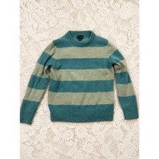 Crewcuts J.Crew Kids 100 Cashmere Striped Sweater Green M 8-9 Preppy Fall Winter