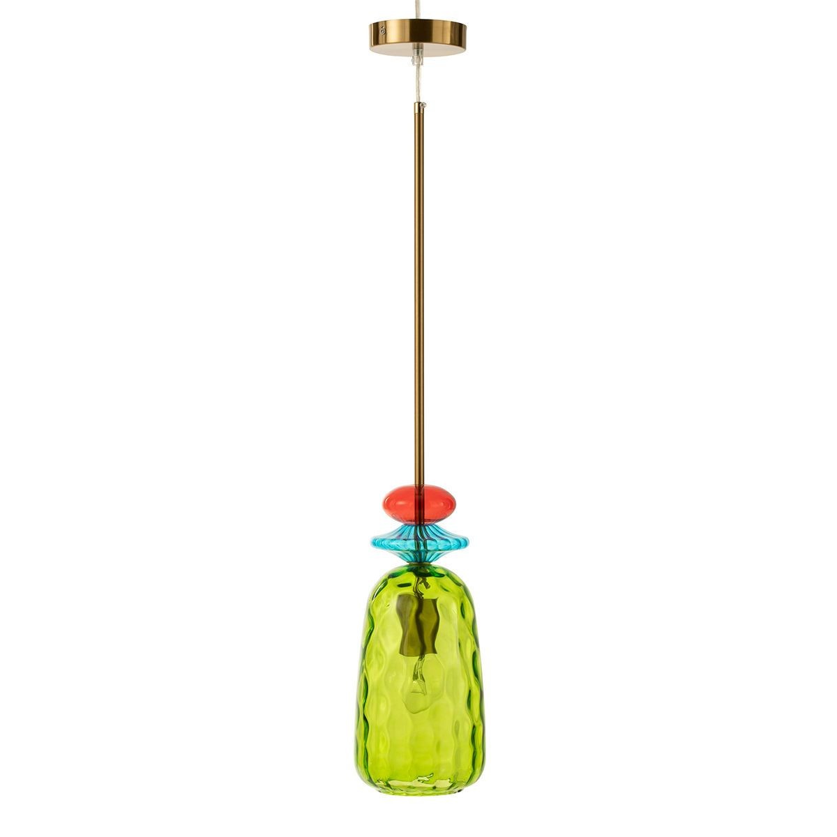 Lustre suspension en verre vert Laurence 160cm plafonnier design salon moderne