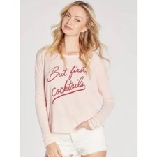 Wildfox But First Cocktails Crewneck Oversized Graphic Sweatshirt Women's XL