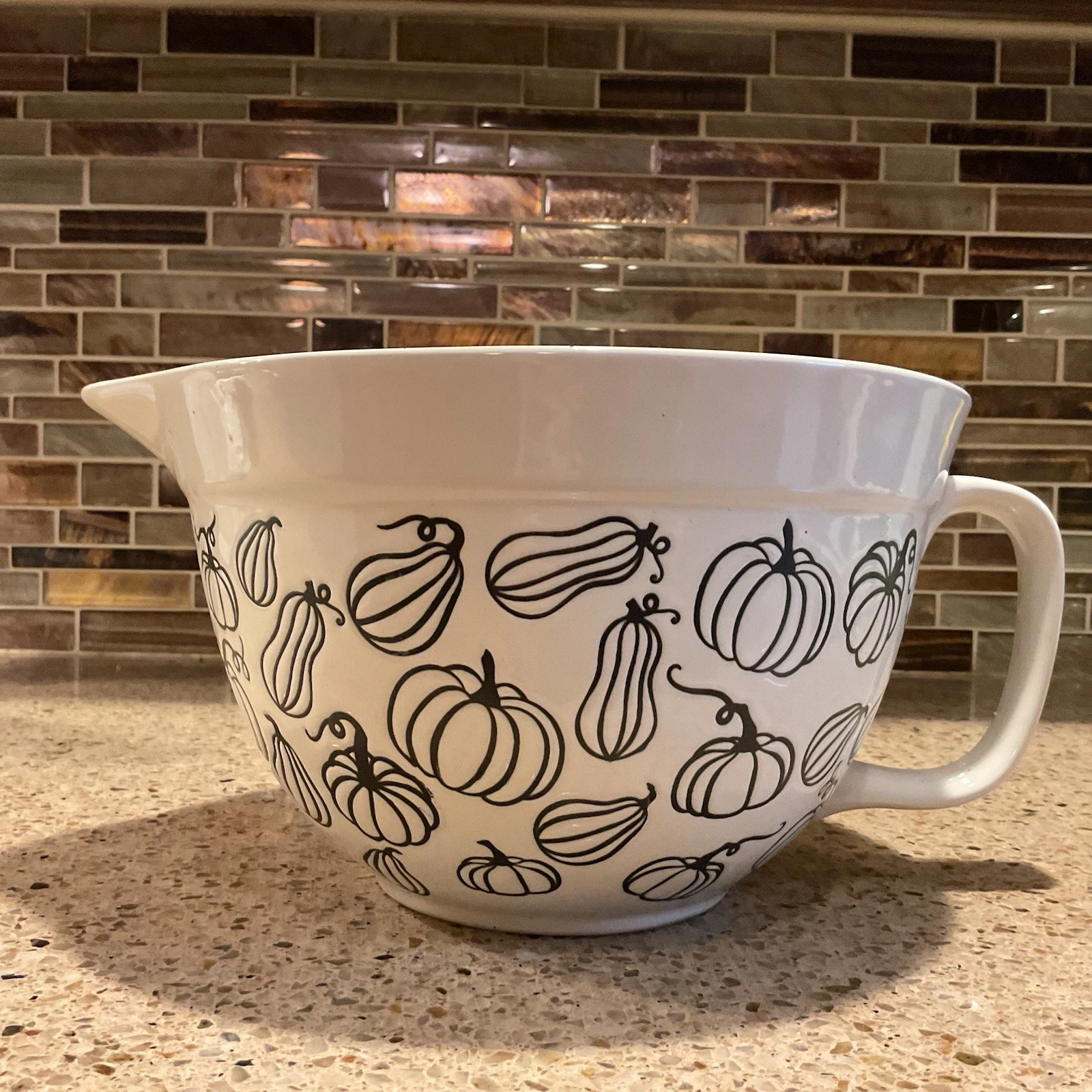 Bake Shop by MasterClass 3 Qt Mixing Batter Bowl Handled with Pumpkins & Gourds