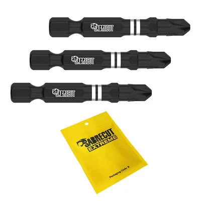 3x SabreCut 50mm PZ3 Impact Driver Bits Set Single Ended Pozidriv No3 Heavy Duty