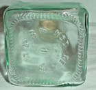 CRUET w SPOUT CORK STOPPER PALE GREEN GLASS SQUARE 5" mkd MOD DEP/ FRANCE — photo 3