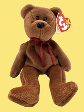 TEDDY BROWN NEW FACE BEAR TY BEANIE BABIES - HT 4/TT 3  DISPLAY CASE