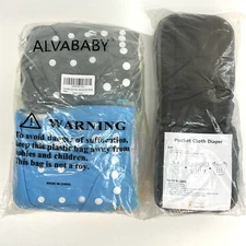 ALVABABY Baby Cloth Diapers 6 Pack + 6 Inserts NEW One Size Adjustable Pocket..