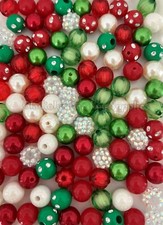 100 Pcs 12mm Christmas Mixed Acrylic Beads, Bubblegum Beads, Loose Beads 1236