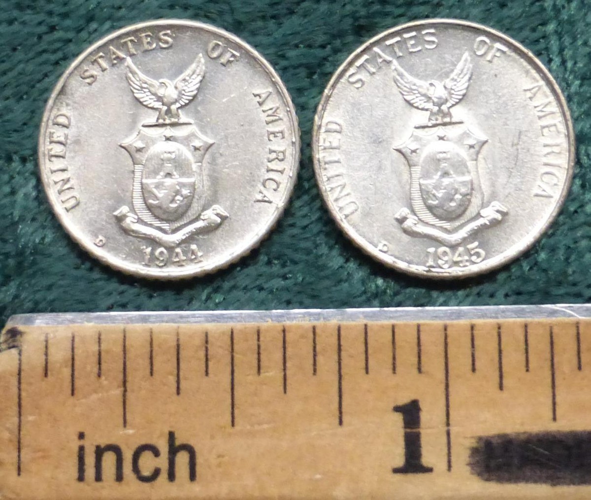1945年、1944年　ブレスレット Dマーク　10センタボ　フィリピン 1945年、1944年 ブレスレット Dマーク 10センタボ フィリピン 1944 D