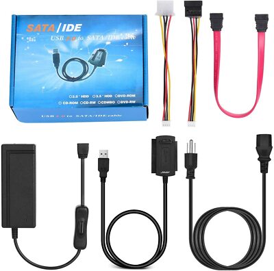 Câble adaptateur convertisseur SATA/PATA/IDE vers USB 2.0 pour disque dur HDD