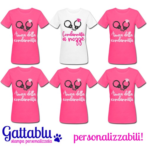 Pacchetto 6 t-shirt Addio al Nubilato, Sposa e 5 amiche, Condannata a  nozze! | eBay
