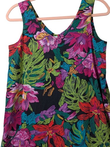 Vintage HILO HATTIE sz S Tropical Ruffle Hawaiian Dress Sleeveless Cotton Floral - Picture 2 of 12