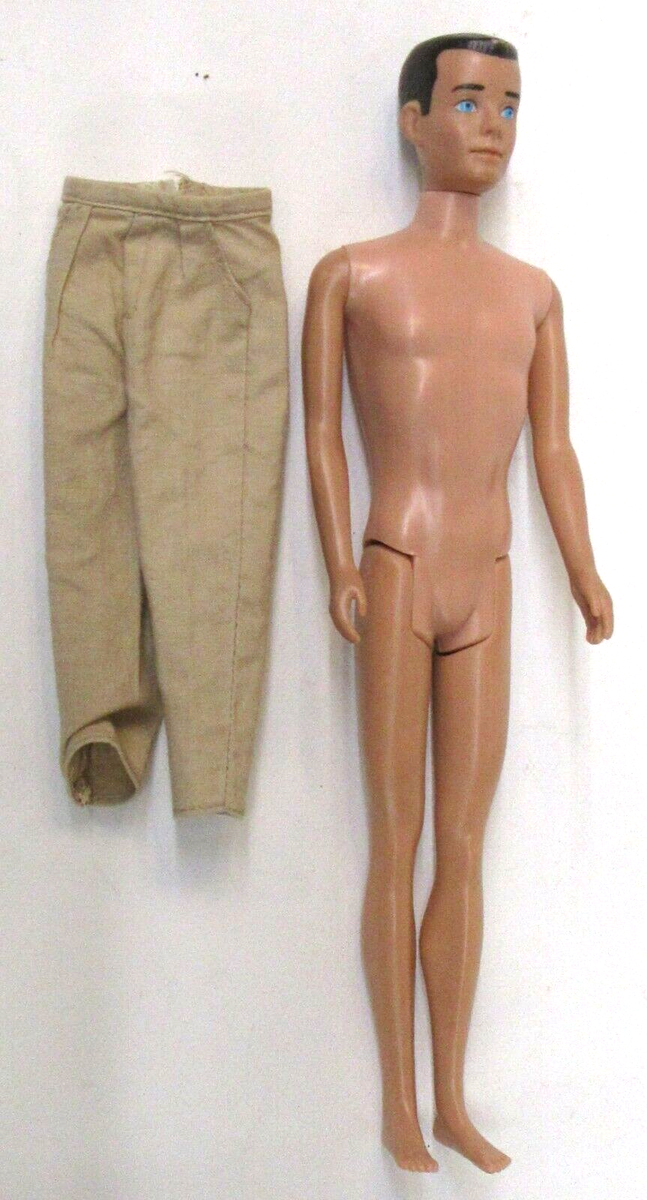 early 1960's Mattel Barbie's KEN DOLL with molded brown hair stiff
