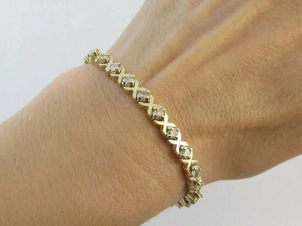 Damen XOXO Tennis Armband in 14K Gelbgold vergoldet 9Ct Lab Created Diamant - Bild 2 von 4