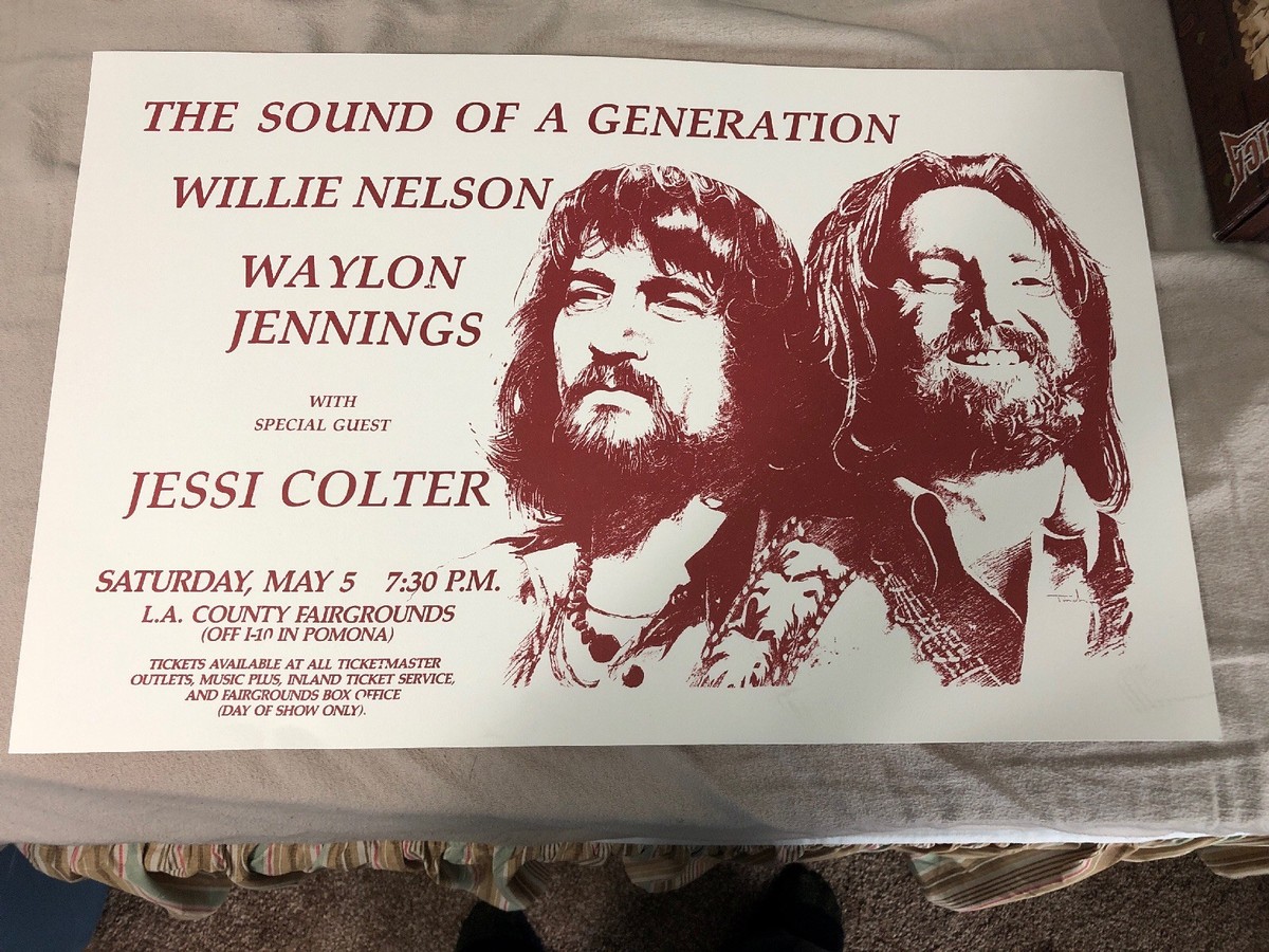 WILLIE NELSON w/ Waylon Jennings & Jessi Colter – CONCERT POSTER