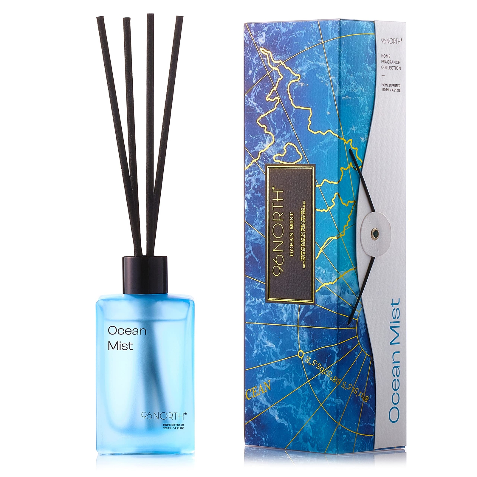 Reed Diffuser Set 4.21 Oz 120 Ml Ocean Mist Scent Diffuser With Sticks Home Fr-image