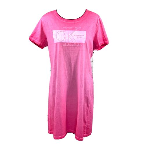 Calvin Klein Jeans Dress Women's CL Pink T-Shirt Signature Logo