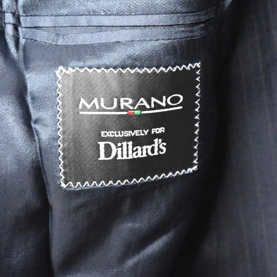 Murano 44L 36x32 Azul Marino Rayas 100% Lana Hombre Abrigo Chaqueta Pantalones Traje Foto 4 de 4