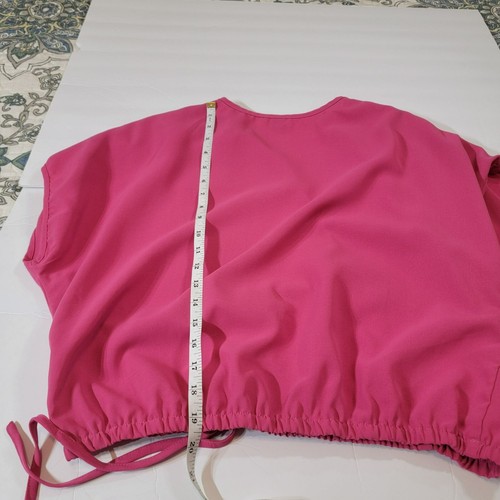 Dreimp Faux Wickeltop, Damen L, Hot Pink, Dolmanärmel, elastische Taille, 90er, gebraucht, in einwandfreiem Zustand - Bild 10 von 10