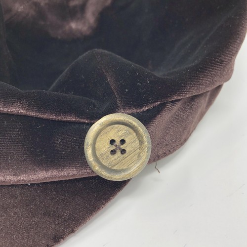 Scala Pronto Newsboy Cap Brown Velvet Buttons Unisex - Picture 10 of 11