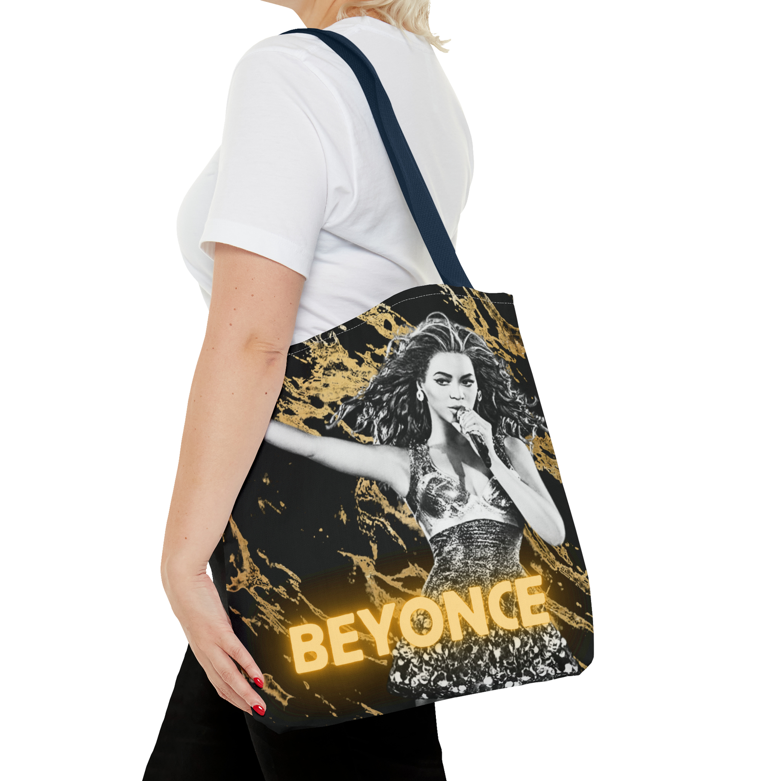 Beyonce 16x16in Tote Bag (5 color handle options) Cotton handle, Music