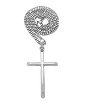 Silver Tone Holy Cross Pendant  18" 24" Box Cuban Rope Chain Hip Hop Necklace