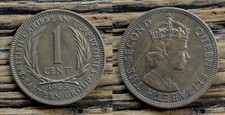 Eastern Caribbean States 1 Cent 1965 Coin Queen Elizabeth II 1st Portrait