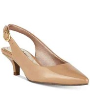 Easy Street Women's Faye Slingback Kitten-Heel Pumps, Nude Patent Size 8M