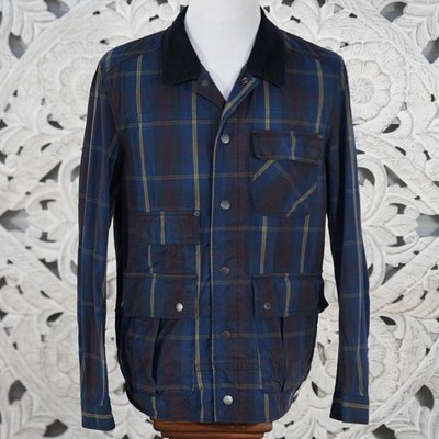 Scotch & Soda Amsterdams Blauw XL Wax Cotton Plaid Utility Jacket Barbour-Style