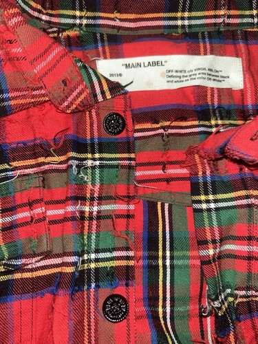 Off-White c/o Virgil Abloh Main Label Plaid Flannel Shirt L LS