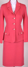 ST.JOHN Women's Knit Pink Pearl Buttons Jacket  Skirt Sz 6