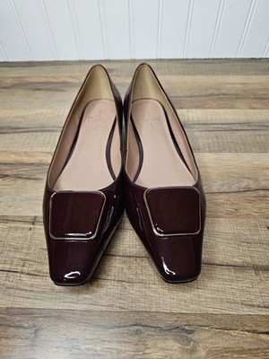 Linea Paola Patent Burgundy Nancy Flat Shoes Women's Size 8.5 Excellent 