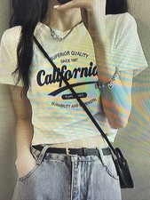 White pure cotton lettered short-sleeved T-sh...