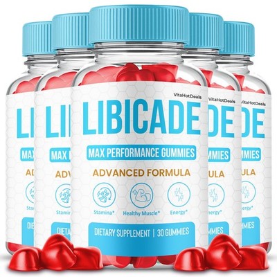 Libicade Gummies, Max Performace, Libi cade Natural Supplement (5 Pack)
