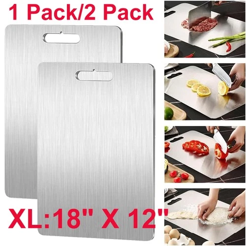 Stainless Steel Cutting Board Double-Sided Titanium Chopping Board for Kitchen