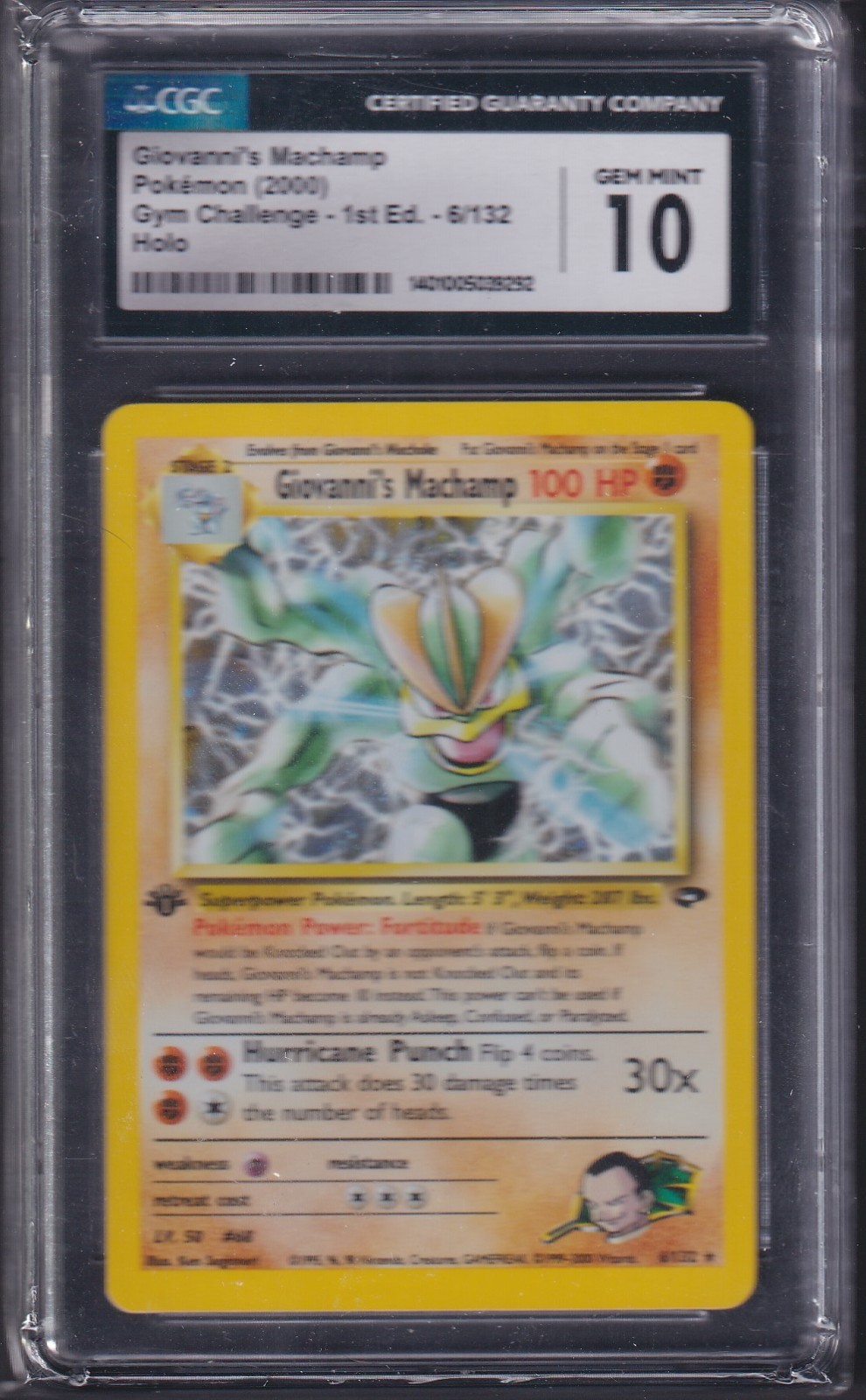 GIOVANNI'S MACHAMP - 2000 Pokemon Gym Challenge HOLO, 1st Edition #6, CGC 10